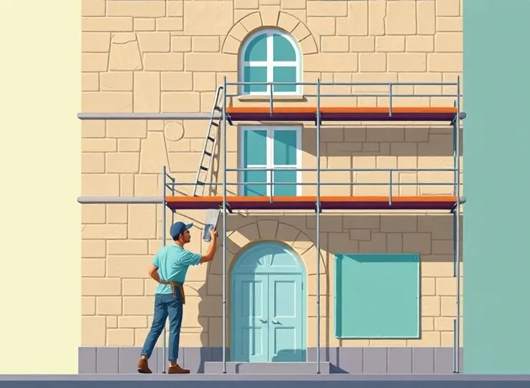 Ravalement de façade en pierre, nettoyage et application d'enduit